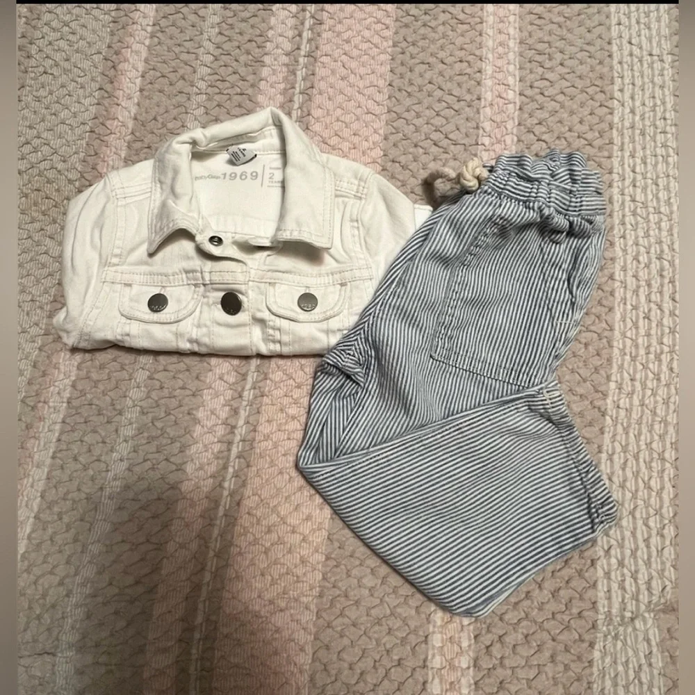 GAP Kids Color White and Blue Jean Jacket